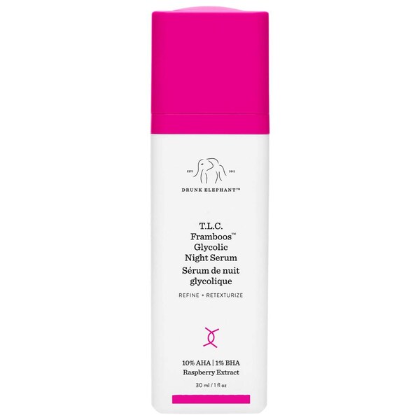 Drunk Elephant TLC Framboos Glycolic Resurfacing Night Serum — سرم | بررسی و راهنمای لیلی‌ورا